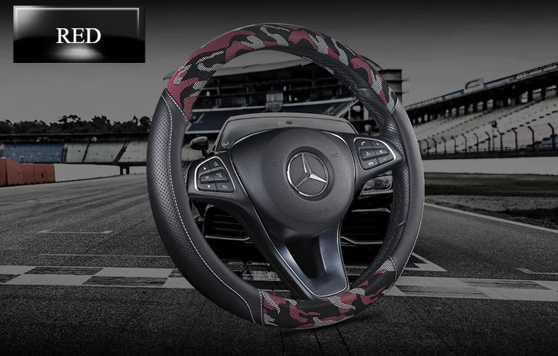 3D Camouflage Print Steering Wheel Cover  Durable Leather Cover with Anti-Slip Lining, Fit for 14.5"-14.8"