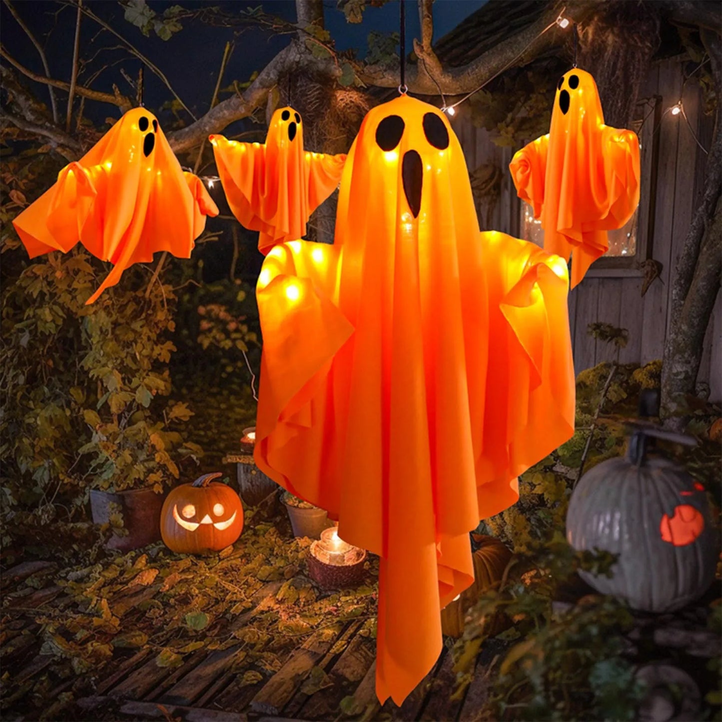 Halloween Terror Led Ghost Pendant Decor Props Home Courtyard Garden Store Haunted House Decorative Pendant