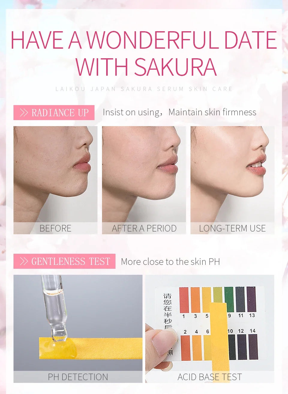 LAIKOU Sakura  Face Essence  Anti Wrinkle  Serum Shrink Pores Anti-Aging Moisturizing Dry Skin Care 17ml or 30ml
