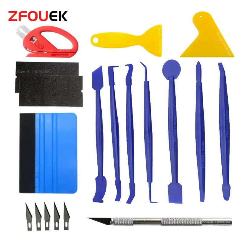 19Pcs/10Pcs Car Wrapping Vinyl Tool Kit Window Film Tint Tools Car Wrap Sticks Edge Trimming Squeegee Tinting Felt Edge Squeegee