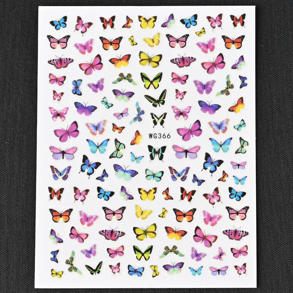 Glitter Flame Nail Art Set – Self-Adhesive Silver Stickers with Butterfly Foil for Manicure Magic