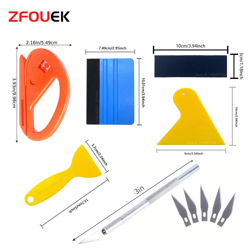 Car Film Wrap Tool Kit Vinyl Spatula Vinyl Scraper Cutter for Vehicle Window Tint Car Accessories Wrapping Tools Squeegee Set