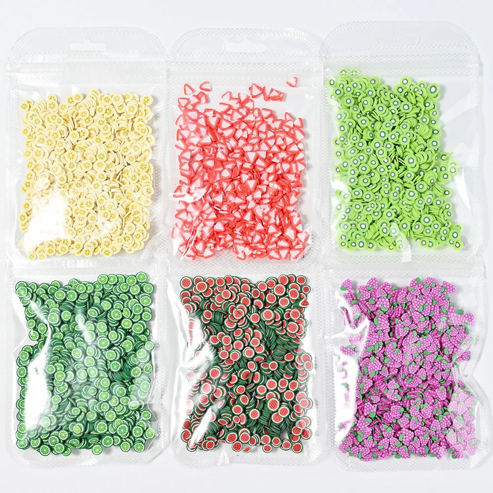 Fruit Nail Art Decoration Kit – 1000 Pcs Mixed Clay Slices for Nails, Crafts & More