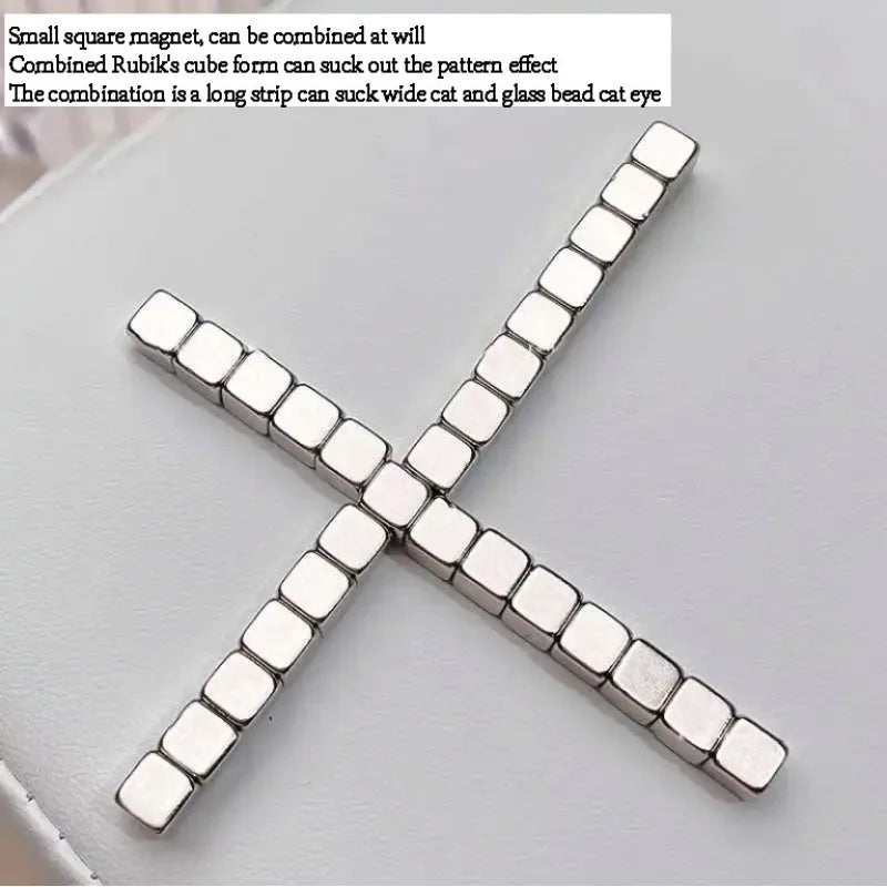 27PCS Nail Art Magnet Kit – Cube, Chessboard & Starlight Tools for Cat Eye Gel Polish Effects
