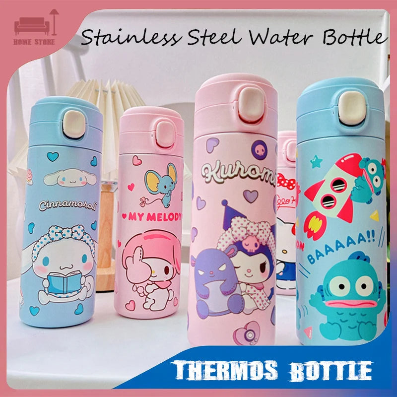 MINISO 420ML Cartoon Thermos – Cute Stainless Steel Water Bottle for Students, Girls & Kawaii Stationery Fans