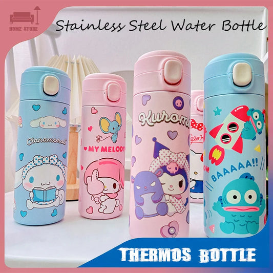 MINISO 420ML Cartoon Thermos – Cute Stainless Steel Water Bottle for Students, Girls & Kawaii Stationery Fans