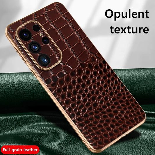 Genuine Cowhide Leather Phone Case for Samsung Galaxy S 25 S24 Ultra S25 Plus Luxury Back Cover