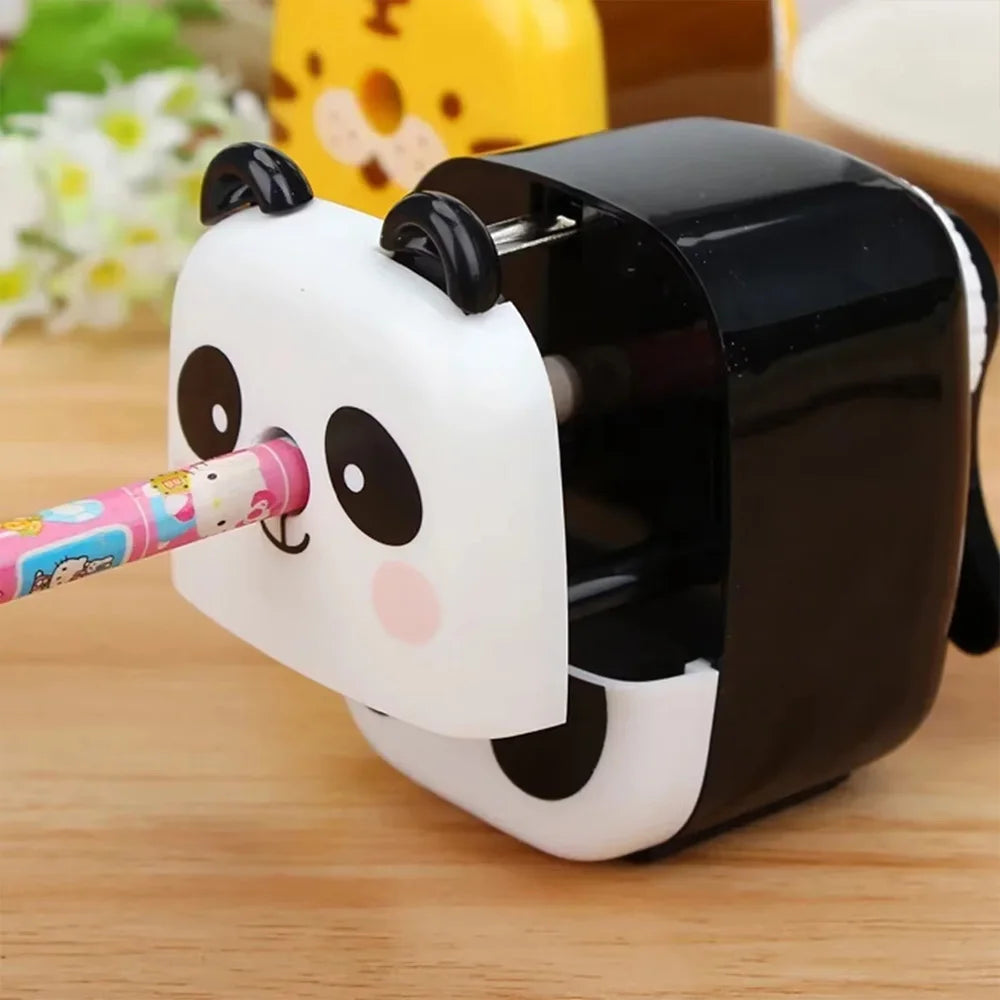Cartoon Panda & Tiger Pencil Sharpener – Hand-Cranked Portable Animal Design for Kids, School & Office Stationery Fun