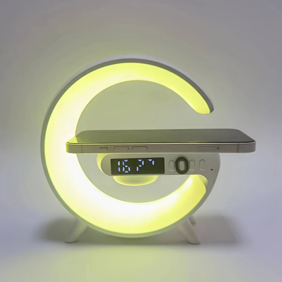[Wireless Speaker] 1pc Kouzone Wireless Speaker | Dimmable Alarm Clock, Sunrise Simulation, Tabletop Mono Sound Machine with Night Light, USB Type-C, Button Control, 5.2 Surround Sound, Rechargeable Lithium Polymer Battery, I