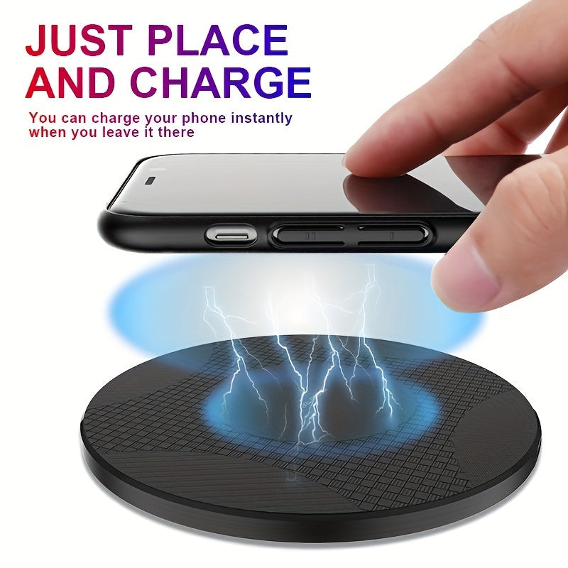10W Fast Wireless Charger, Compatible with iPhone 16/15/14/13/12/11/8 Series, S23/S22/S21/S20/S10/S9/S8/S7/S6 Series, Note 10/9/8/5 Series, Slim Design for Bedside & Office Desk, Free Cable Included