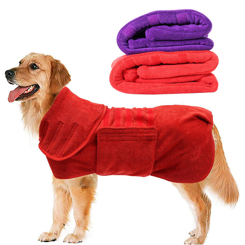 Ultra-Soft Microfiber Dog Bathrobe Towel - Dogs Grooming Essential for Drying and Comfort - Super Absorbent, Quick-Drying, Cozy Robe Vest for Pets