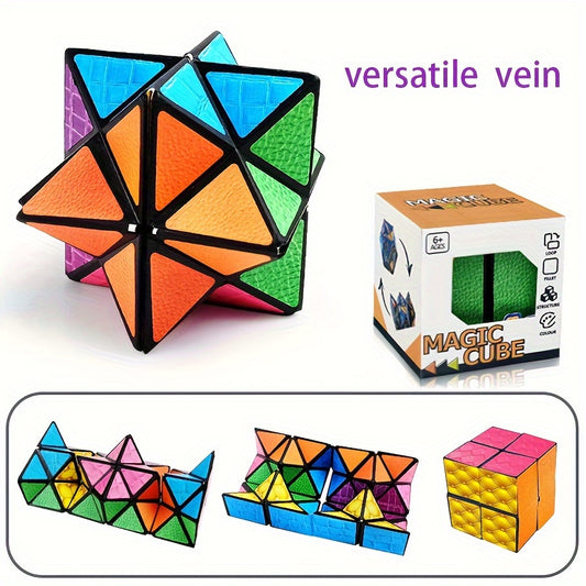 [3D Hexagon Puzzle for Youngsters] Infinity Magic Cube - 3D Hexagon Puzzle for Youngsters, Space Geometry Flip Toy, Brain Boost & Relax, Mixed Colors, ABS Material