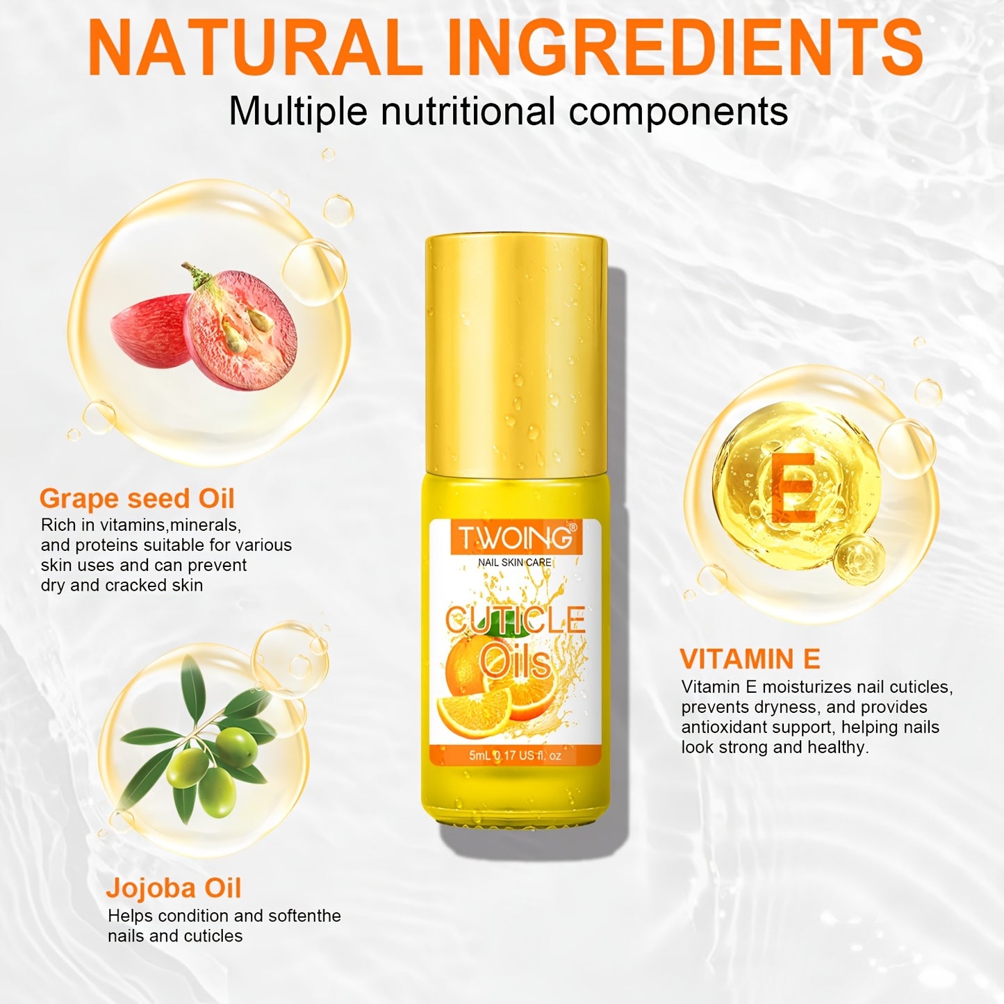 0.17oz Cuticle Oil Nail Natural Rose Nutrition Oil Plant Essential Oil Jojoba Oil for Cuticles Dead Skin And Damaged Nail for Women Daily Nail Care