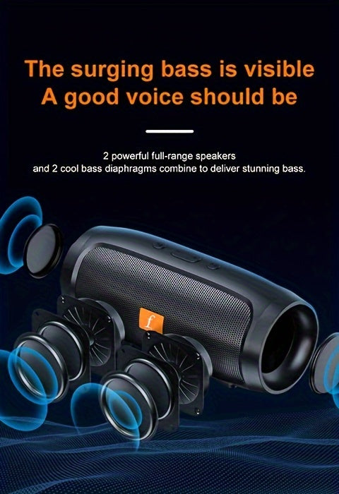 [Wireless Speaker] F524 Wireless Speaker Dual Channel Subwoofer Loud Surround Home Convenient Car Black