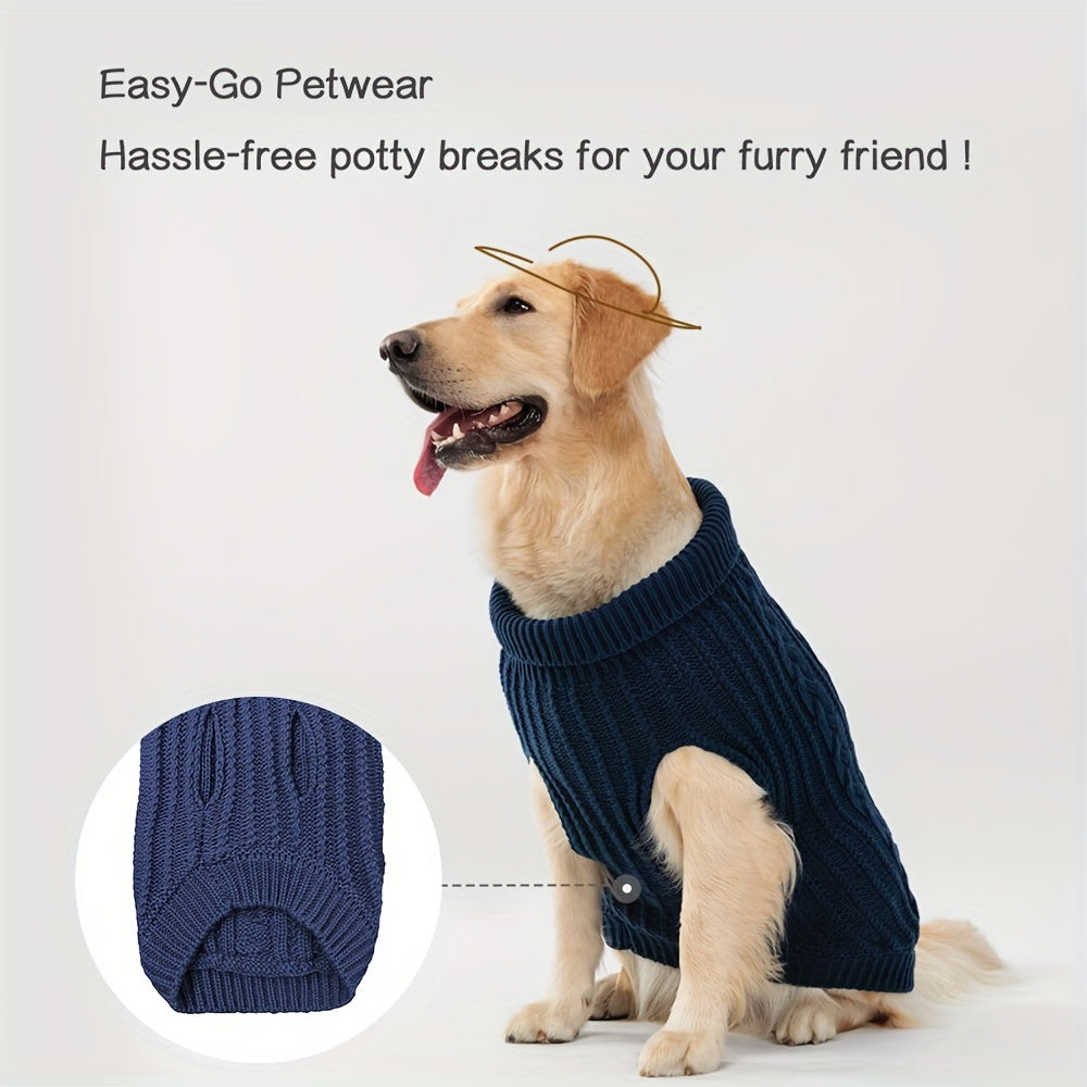 1pc PETS TALE Acrylic Knit Dog Sweater, Pullover Style with Cable Chain Detail, Machine Washable, for Mini, Toy, Small, Medium, Large Breeds, Dog Sweater for Small Dogs