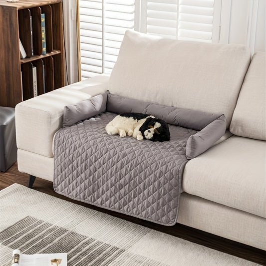 1pc, Water Resistant Reversible Sofa Cover for Pets - Furniture Protector with Elastic Straps - Ideal for Living Room, Bedroom, and Office Décor