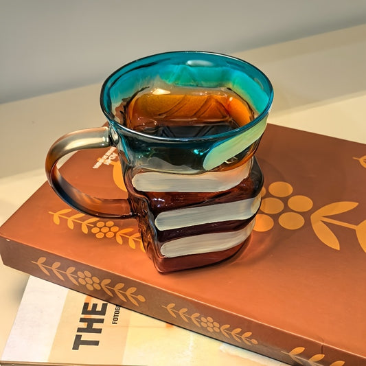 Handcrafted Ceramic 3D Stacked Books Glass Cup - Vibrant Mosaic Art Coffee Glass Cup for Literature Lovers, Readers & Writers - Unique Bookworm Gift for Book Collectors & Bibliophiles, Artistic Drinkware, Mosaic Effect