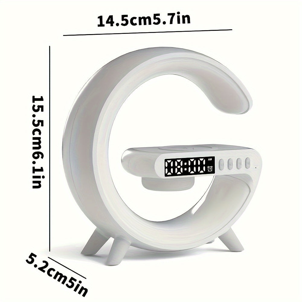 [Wireless Speaker] 1pc Kouzone Wireless Speaker | Dimmable Alarm Clock, Sunrise Simulation, Tabletop Mono Sound Machine with Night Light, USB Type-C, Button Control, 5.2 Surround Sound, Rechargeable Lithium Polymer Battery, I