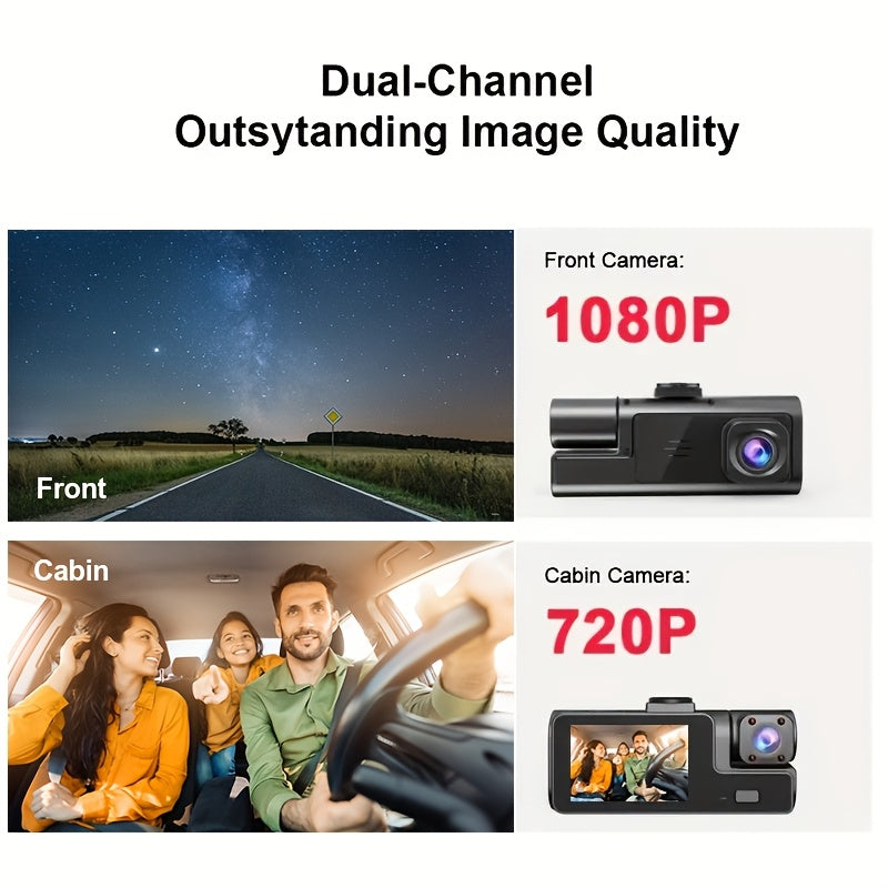 [Dash Cam] Dash Cam Front and Inside, HD 1080P Recording Car DVR Cam with 170° Wide Angle, Night Vision,Small Dash Camera for Cars, 24h Parking Monitor, Loop Recording,G-Sensor, Without SD Card