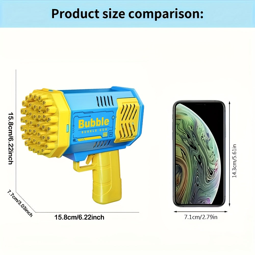 MAMXUAN Youngsters' 40-Hole Bubble Blaster Gun with LED Light - Portable Electric Bubble Maker for Outdoor Fun, Blue & Pink Plastic Bubble Guns for Boys and Girls (Bubbles Not Included)