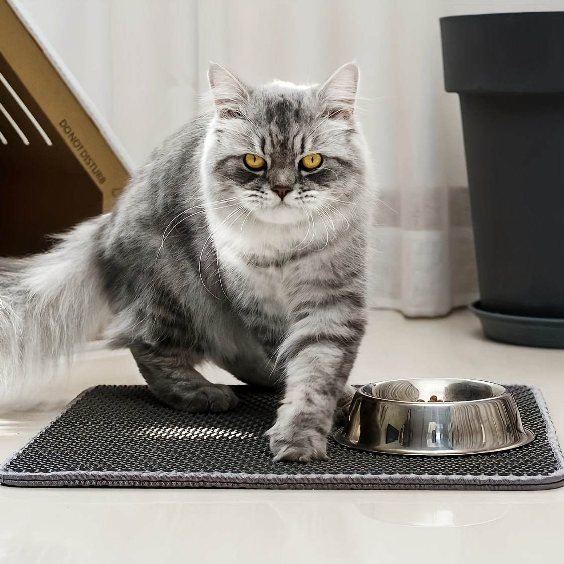 Cat Litter Mat, Beautiful Honeycomb Cat Litter Box Catcher Pad, Suitable for Cats, Odor Control Double Layer, Urine Waterproof, Washable, Phthalate-Free