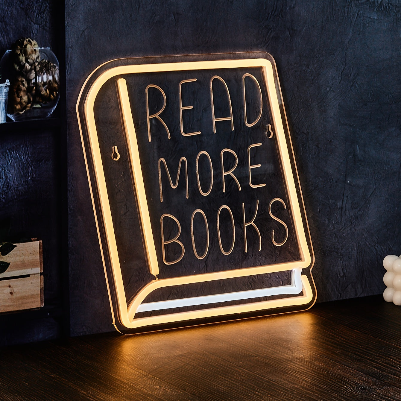 Unique "READ MORE BOOKS" USB-Powered Neon Sign for Book Lovers - Ideal for Bookstores, Reading Rooms, and Study Spaces