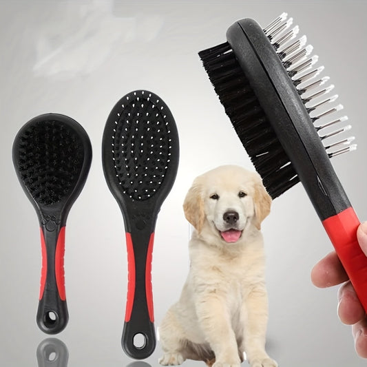 Dog Brush Cat Pet Grooming Comb 2 In 1 Double Sided Pin Cleans For Pets Shedding And Dirt Grooming Tool