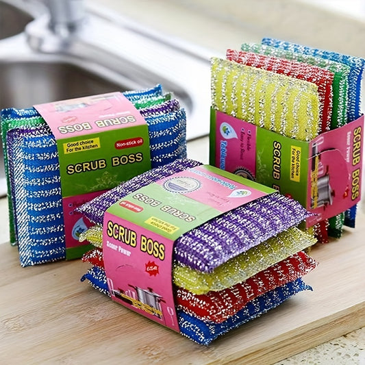 4pcs, Kitchen Dishwashing Sponge, Does Not Hurt Pot Brush Pot Artifact, Household Double-sided Cleaning Sponge Wipe, Scouring Pad, Kitchen Scrub Sponge, Cleaning Supplies, Cleaning Tool, Back To School Supplies