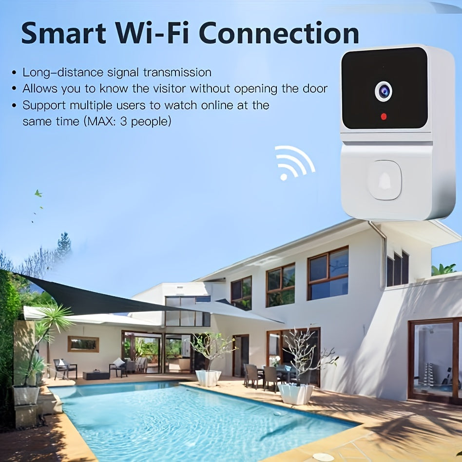 [Smart WiFi Doorbell] 1pc Smart WiFi Doorbell Camera with 2-Way Audio, Night Vision, USB Rechargeable | Wireless Security Camera, App Control, 2.4G WiFi, Compact Design for Home Security & Front Door Monitoring
