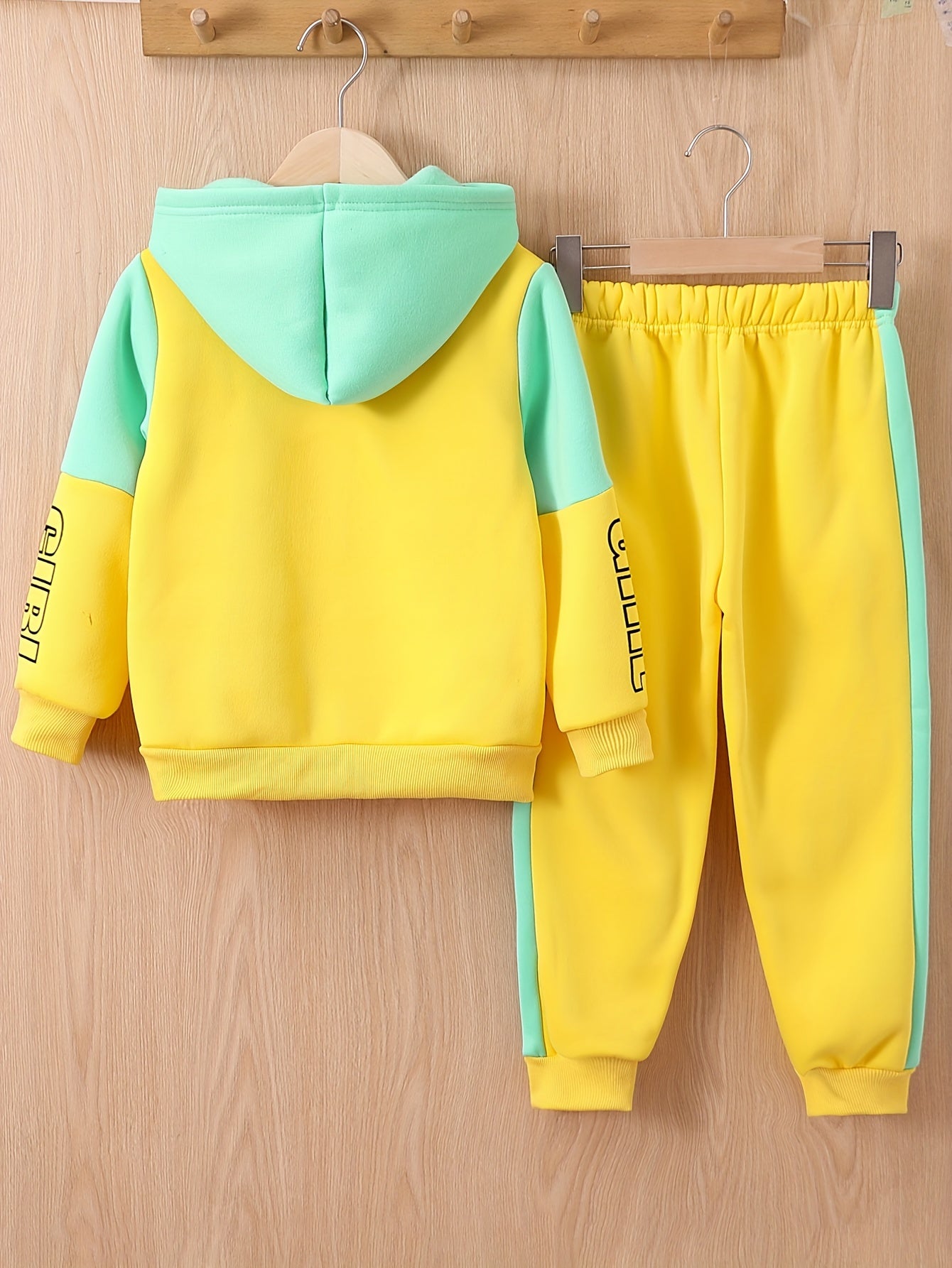 [For 4-12 Years Old Butterfly Sweatshirt] Girls 2-piece Butterfly Print Fleece Hooded Sweatshirt And Trousers Outdoor Set Kids Pre Teen Girls Warm Active outdoor clothes For 4-12 Years Old, Outdoor Cloth