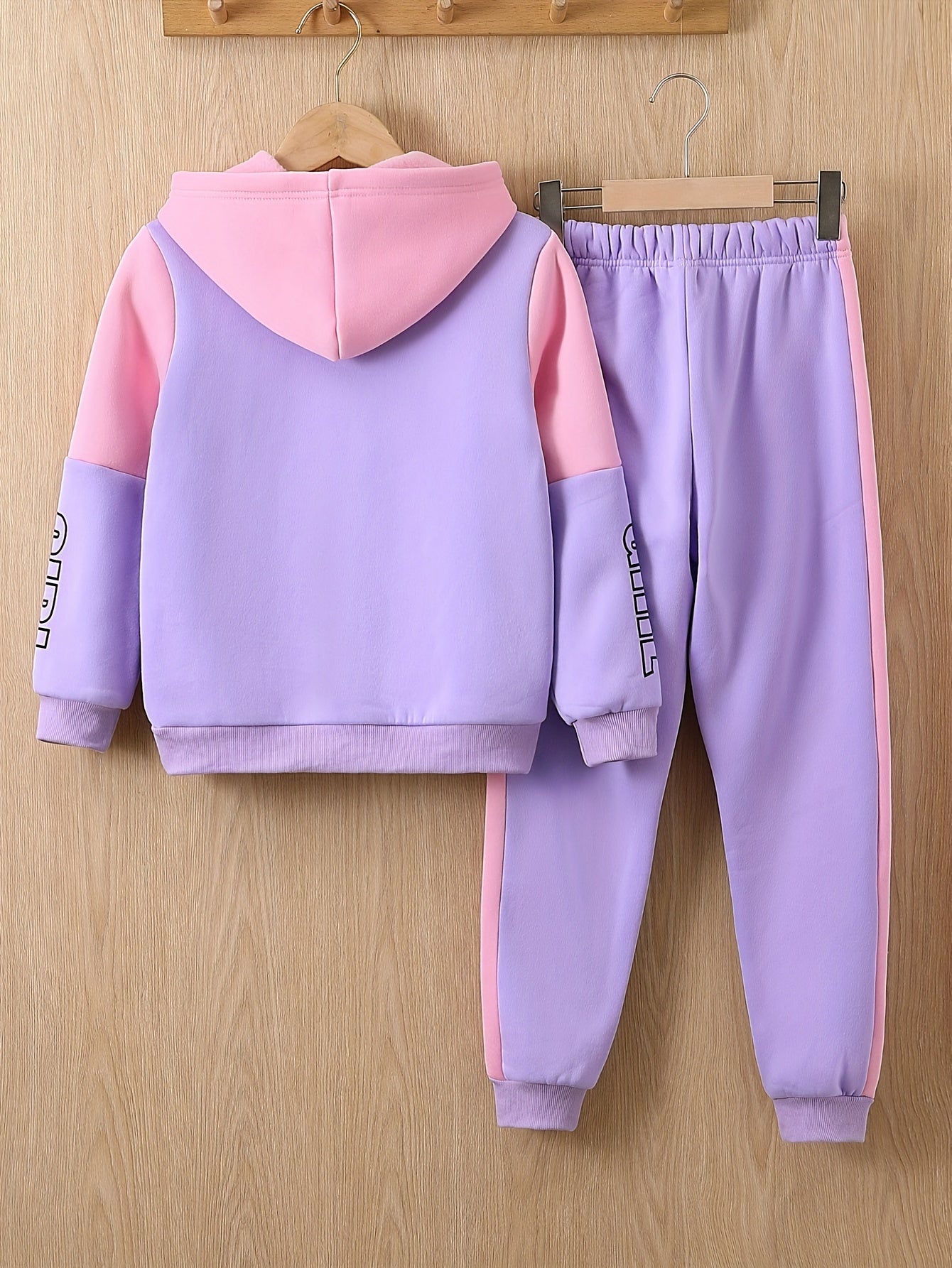 [For 4-12 Years Old Butterfly Sweatshirt] Girls 2-piece Butterfly Print Fleece Hooded Sweatshirt And Trousers Outdoor Set Kids Pre Teen Girls Warm Active outdoor clothes For 4-12 Years Old, Outdoor Cloth