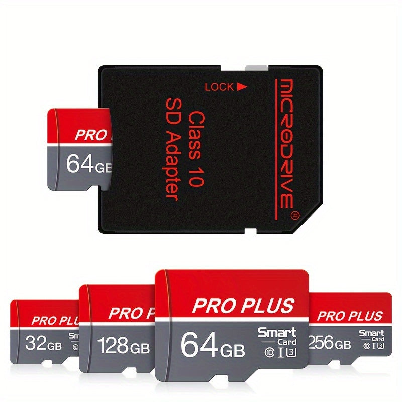 MICRODRIVE High-Speed Class 10 U3 Pro Plus Memory Card - Red & Gray, 4GB to 256GB, Reliable Performance for Smartphones, Tablets & More