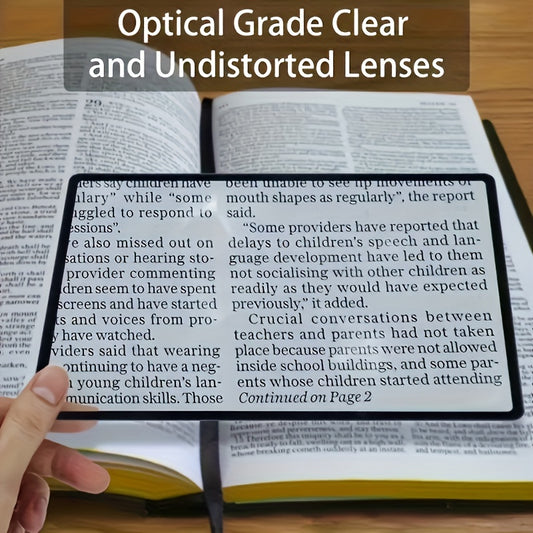 UltraVision 3X Magnifier - Crystal-Clear Portable Transparent Card-Style Magnifying Glass with Compact Design for Seniors & Low Vision Readers - Ideal for Enhancing Small Prints, Maps, Books, and Everyday Reading