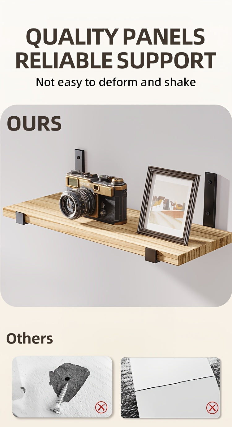 10-Pack Heavy-Duty Floating Shelves - Natural Wood Modern Minimalist Wall Shelves, Large 15.8x5.9 Inch Floating Shelves for Living Room, Kitchen, Bathroom, Bedroom - Easy Installation with Pre-Drilled Holes - Space-Saving Sto